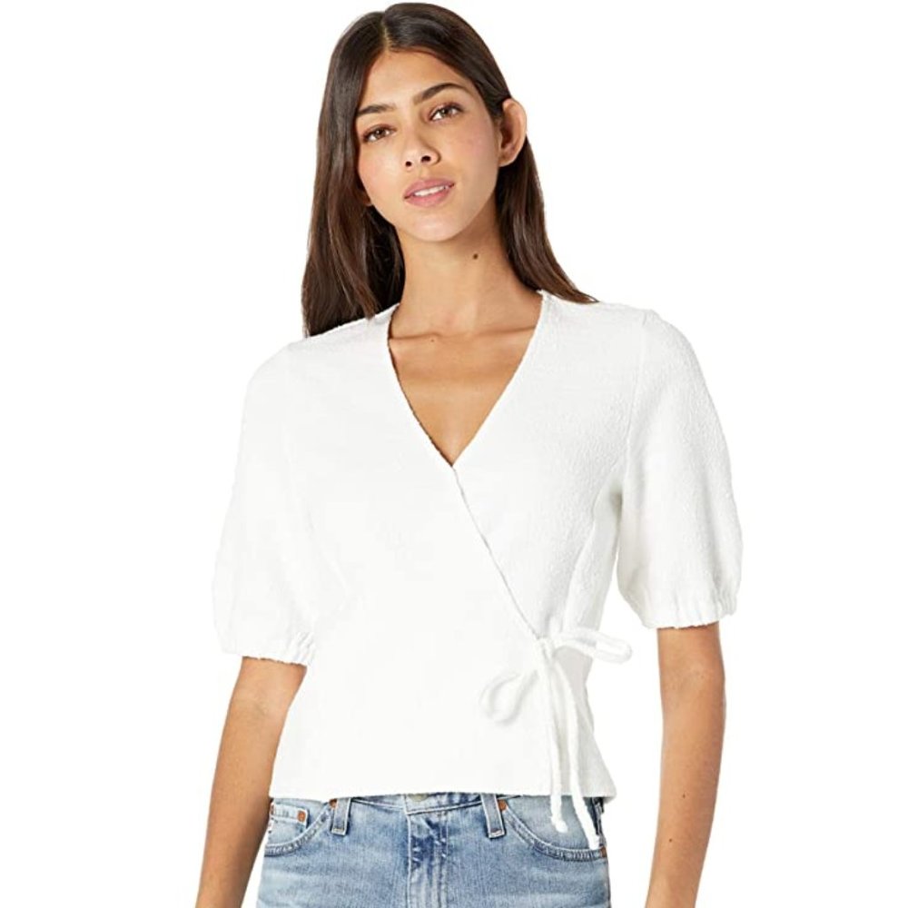 Madewell Puff-sleeve Wrap Top - 100% Cotton - Size Small